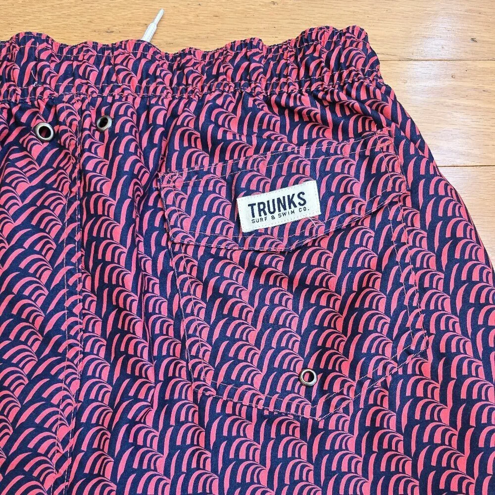Trunks Surf & Swim | pink geometric print athletic swim trunk shorts | MENS S